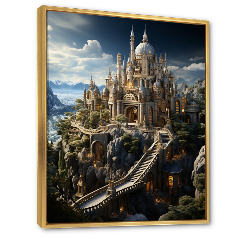 «Enchanted Fortress I», reproduction sur toile, H 32 po x l 16 po, Cadre flottant doré