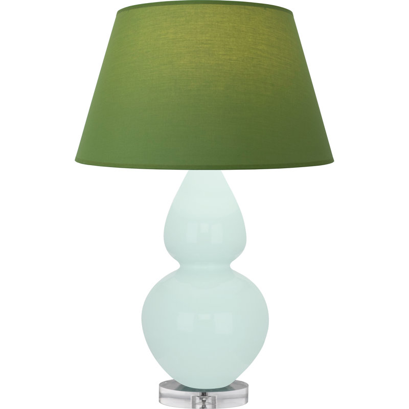 Double Gourd Table Lamp, Navy with Gray Lining, Sugar Plum Glazed/Silver