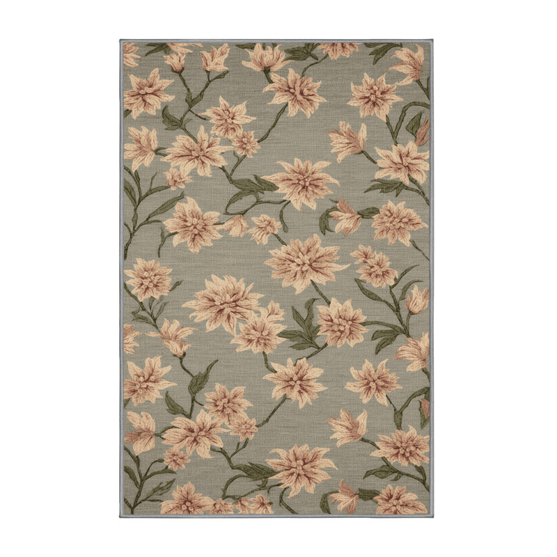 Tapis gris botanique lavable à la machine, Tapis de couloir 2 pi x 5 pi