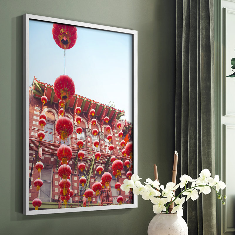 «Lovely Lanterns I», reproduction encadrée - bois massif, Blanc, H 14 po x l 11 po