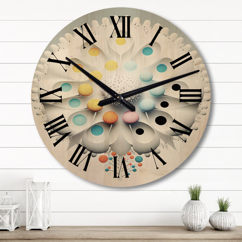 Métamorphose géométrique de l'éveil I - Horloge murale moderne en bois surdimensionnée géométrique, Grand