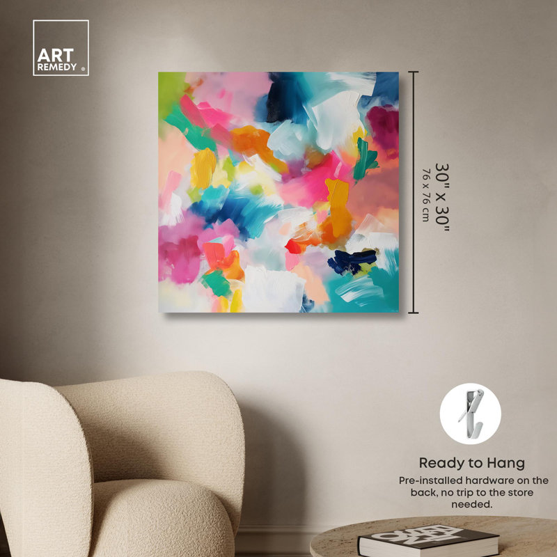 Gossamer Colors Canvas Modern Colorful Print by Art Remedy, 30" H x 30" W x 1.5" D, Wrapped Canvas