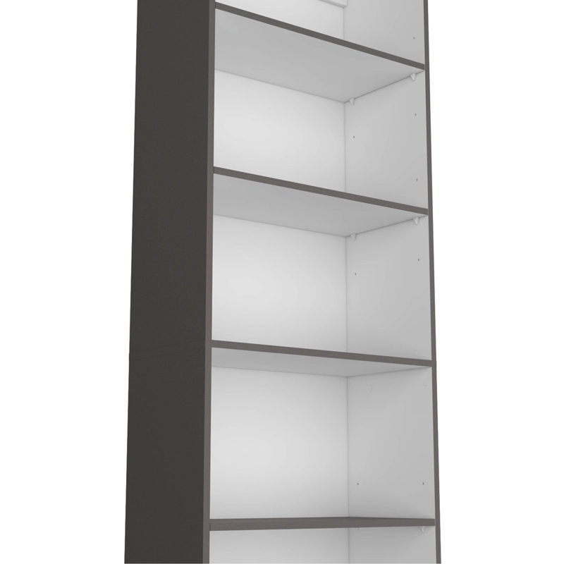 Bibliothèque à 5 tablettes, Gris / Blanc