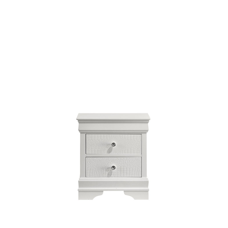 Table de chevet 2 tiroirs Blaze, Blanc