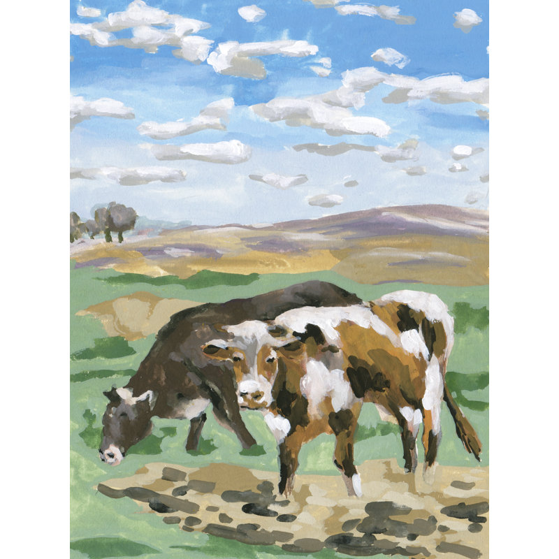 Two Cows I by Melissa Wang - Wrapped Canvas Print, 46 cm H x 30 cm W