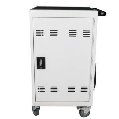 Chariot de charge mobile et armoire pour tablettes PC portable 30 appareils avec serrure à combinaison (blanc)