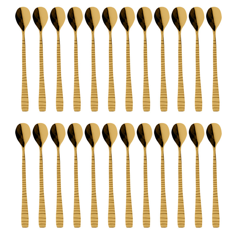 Tigre Ice Tea Spoon - 24 Pieces - Gold, Gold
