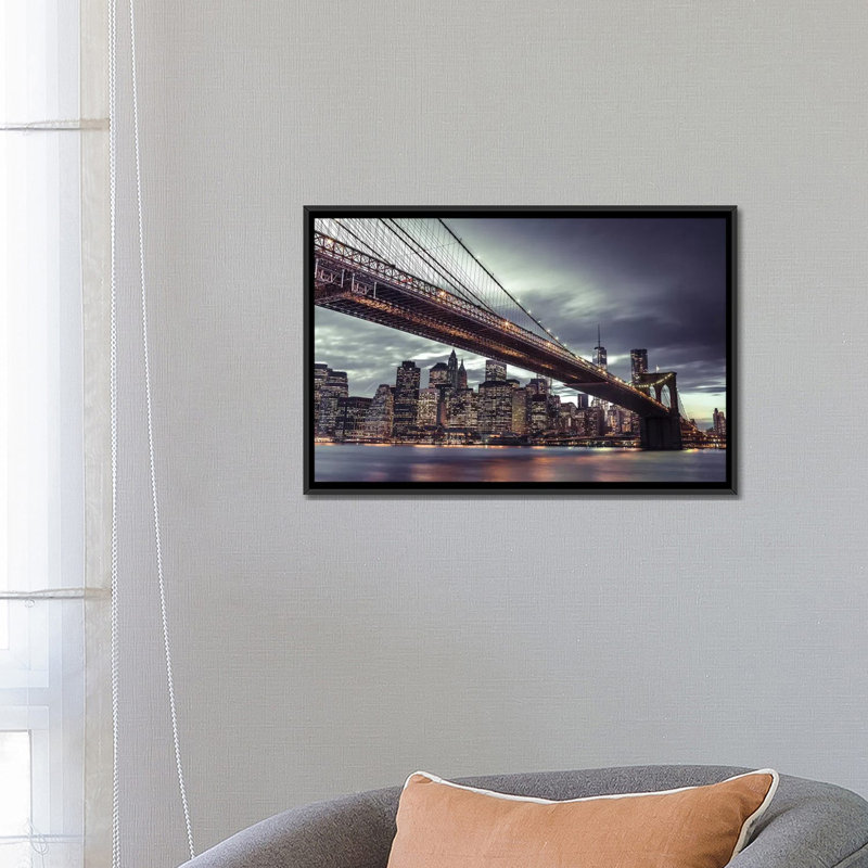 « new york vii », impression sur toile, H 18 po x l 26 po x P 1,5 po, Toile avec cadre noir, Pas de tapis