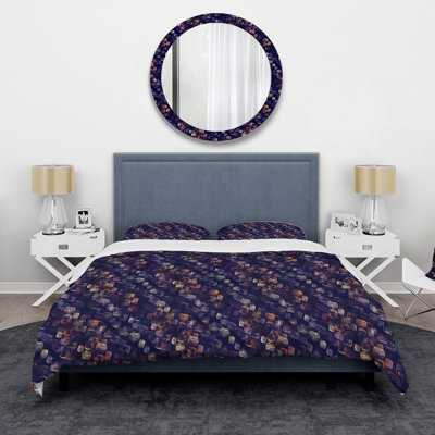 Dark Purple Precious Stones I - Modern Duvet Cover Set - Microfiber Polyester