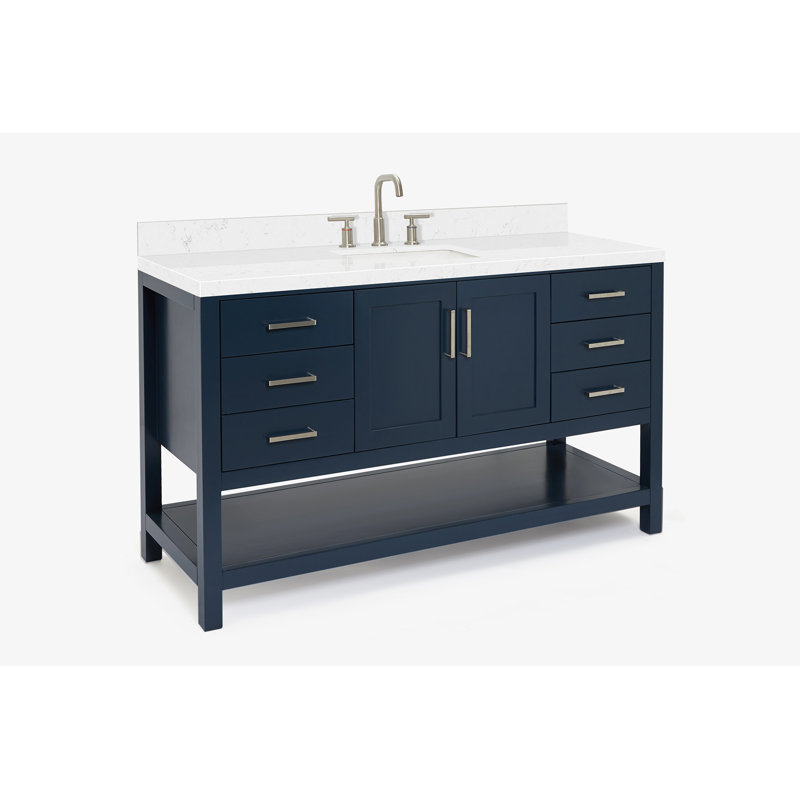 ARIEL Magnolia 60 Single Sink Bathroom Vanity with Top, Midnight Blue