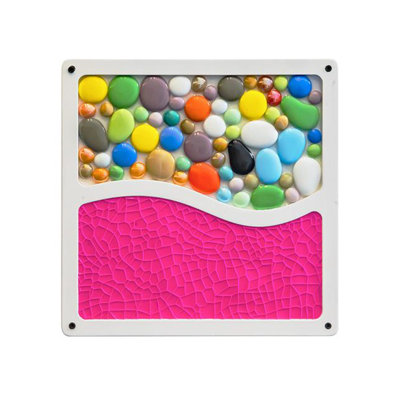 Rainbow Stone Dual-Tactile Sensory Board for Kids – Montessori Wooden Activity Board with Soft Gel and Natural Pebble Textures, Fine Motor Skill and S