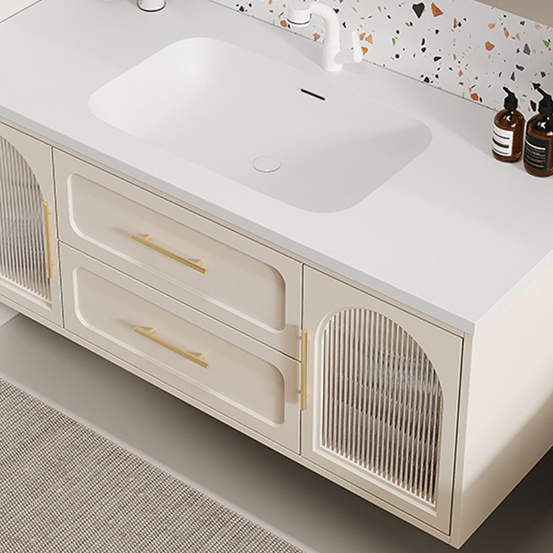 Meuble-lavabo de style crème français, H 19,7 po x l 47,2 po x P 21,7 po, Beige