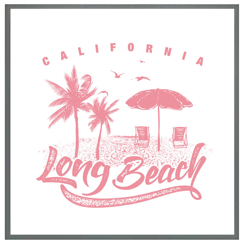 Maybee Cali Long Beach - Single Picture Frame Print, 61cm H x 61cm W x 4cm D, Grey Framed