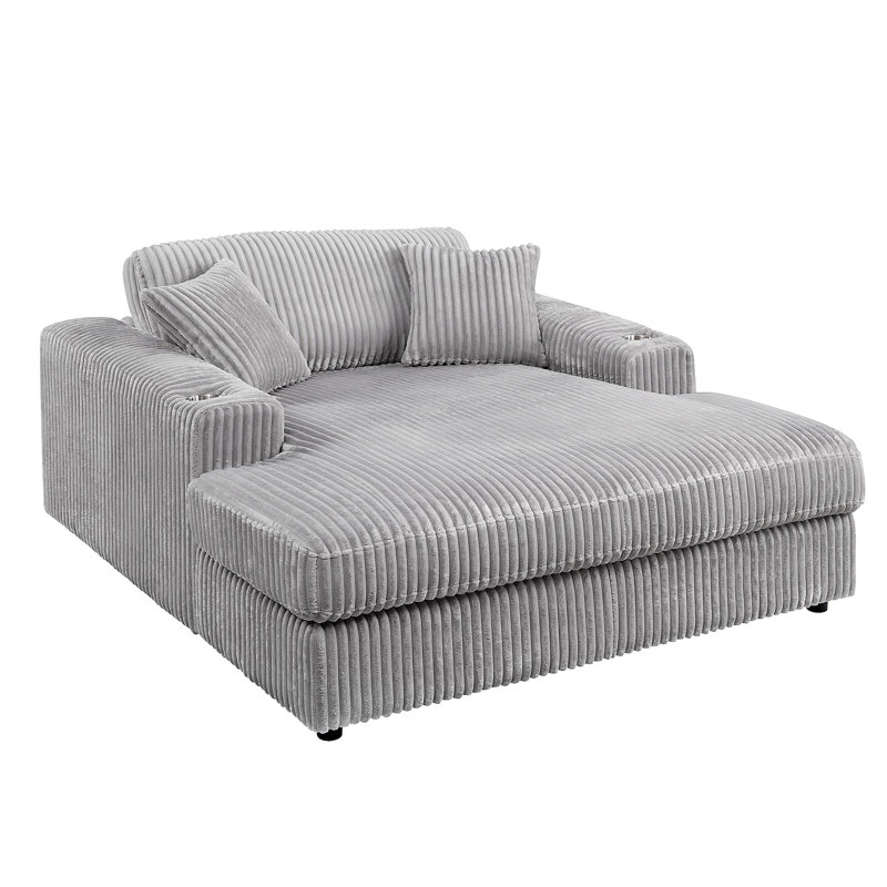 Chaise en velours côtelé gris clair Hilde avec 2 coussins Hilde