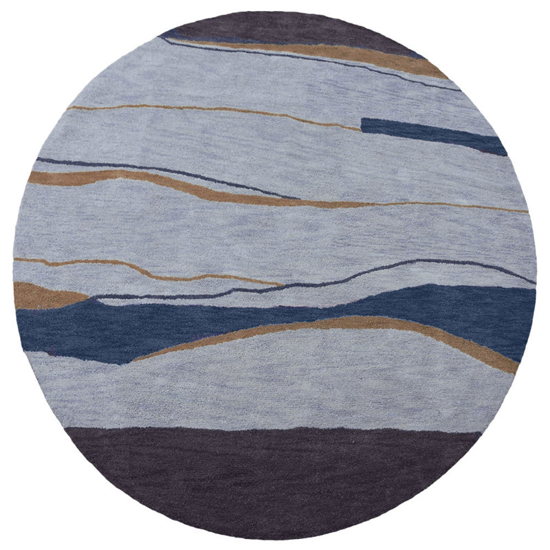 Theresa Hand Tufted Wool Eco-Friendly Round Area Rugs - Round, Multicolor, Contemporary Modern Design, High Pile Thick Handmade Anti Skid Area Rugs for Living Room, Bed Room