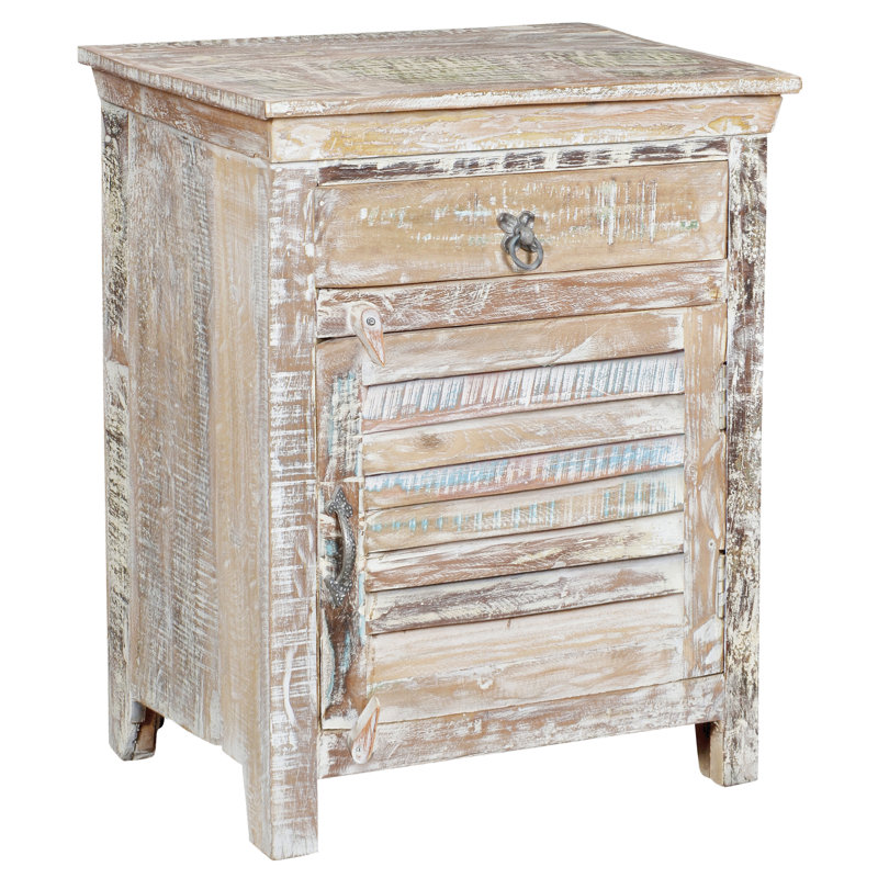 Eggleton 24'' W Solid Wood Nightstand, Right, Off White