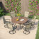 Outdoor Patio Dining Set with 6-person Round Dining Table and  Padded Swivel Chairs