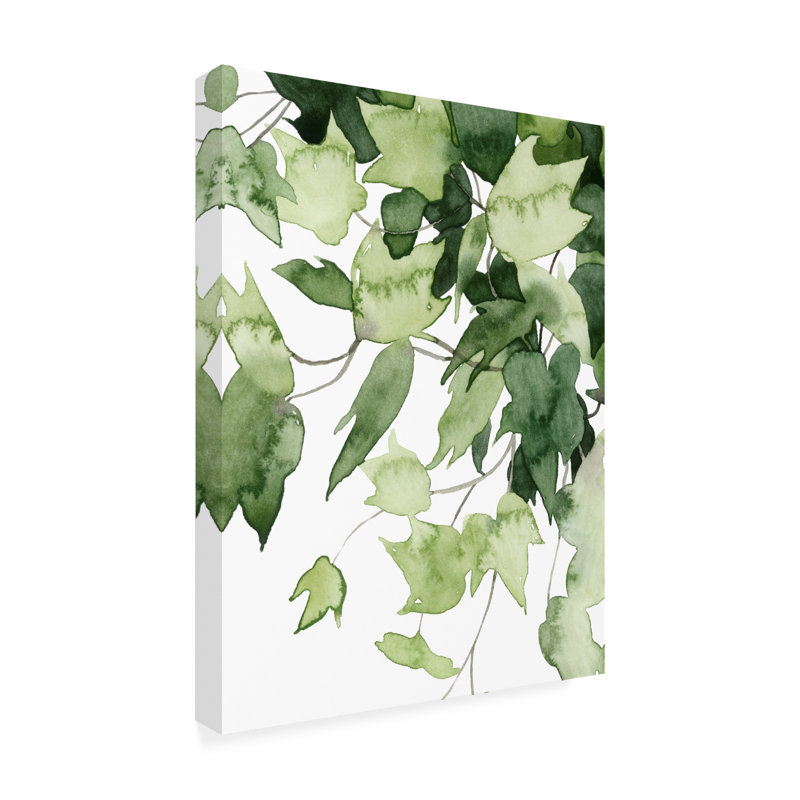 Emerald Green and White Floral Canvas Art, 14" x 19"