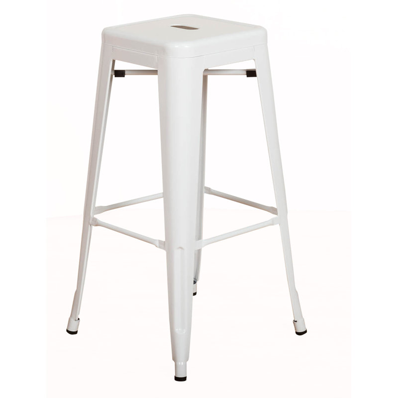 Juddson 24" Counter Stool with Metal Frame,Bar Stools Set Of 4 Indoor-Outdoor Stool, White, 4