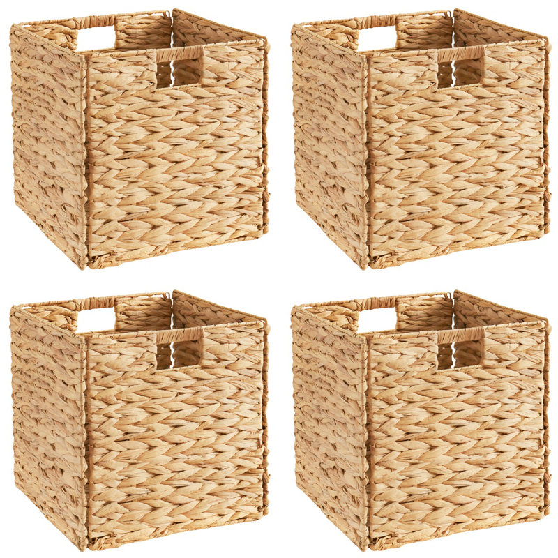Panier de rangement en osier pliable Cornetta Water Hyacinth, H 10,5 po x l 10,5 po x P 10,5 po