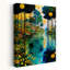 «Enchanted Forest River», art coloré abstrait paysage de forêt paisible-129145283