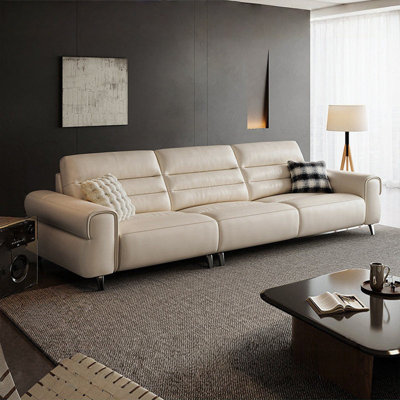 White Genuine Leather Modular Sofa cushion Fourseat