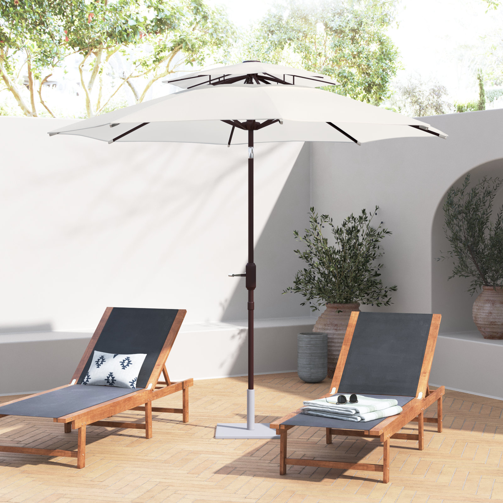 Verano 108'' Tilt Market Umbrella, White