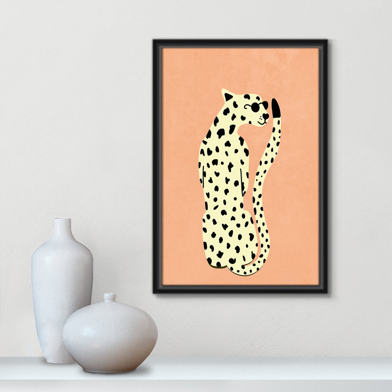Motif de guépard «Cool» par Oltmanns, L 13,5 po x H 19,5 po, Framed Canvas, Black Floater
