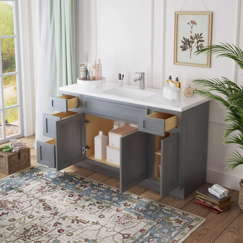 Base de meuble-lavabo simple 60 po seulement, Argent