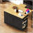 48" Kitchen Island with Drop Leaf, Internal Door Racks, and Power Outlet – Black (Stools Not Included)-129895310