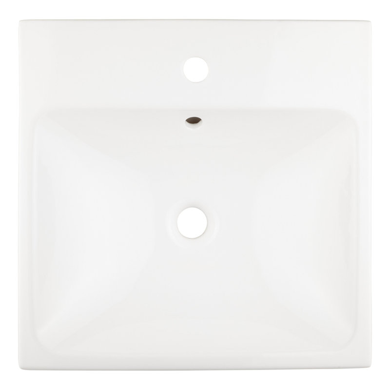 19" Stoddert White Porcelain Rectangular Wall Mount Bathroom Sink with Overflow