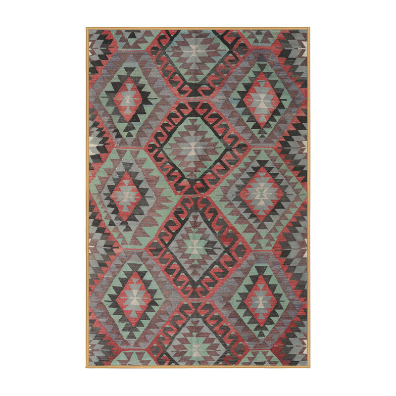 Tapis contemporaine rouge/noir/gris, Rectangle 6 pi x 9 pi
