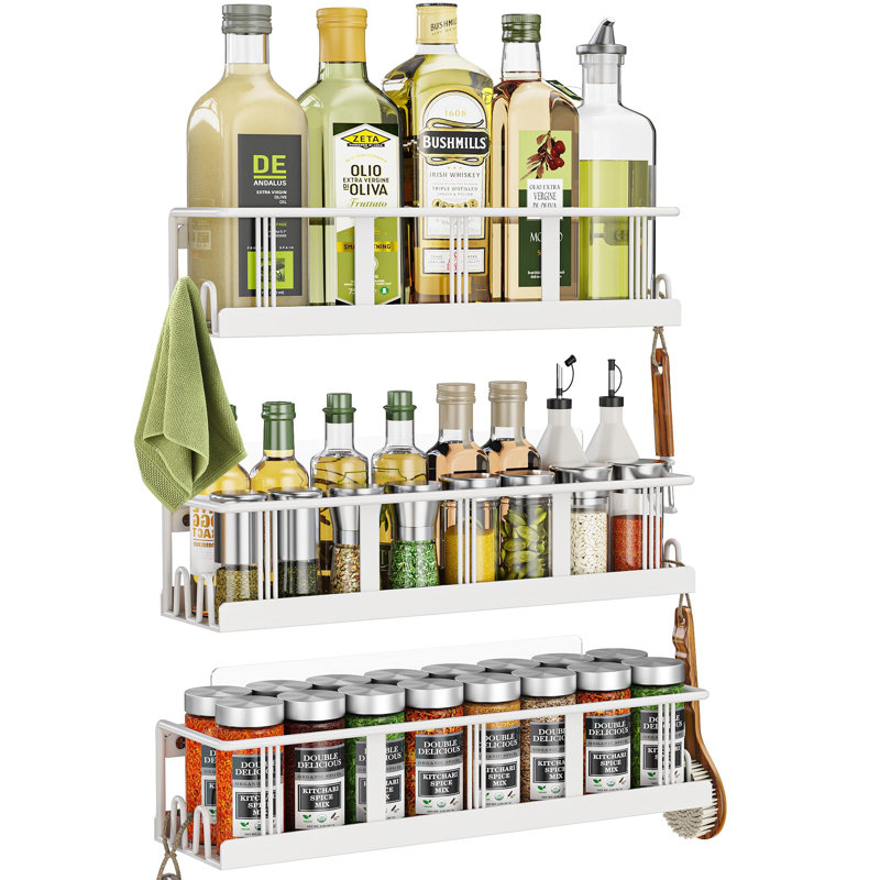 Spice Rack Wall Mounted 3 Pack,RV Spice Rack,White