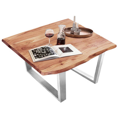 Brigg Acacia Square Wood Top Dining Table with Iron Base