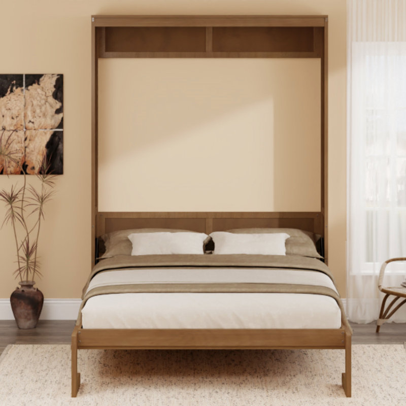 Armoire à lit escamotable en bois massif et en rotin, parfaite pour la chambre d'amis, la chambre d'amis, le bureau personnel (lit)