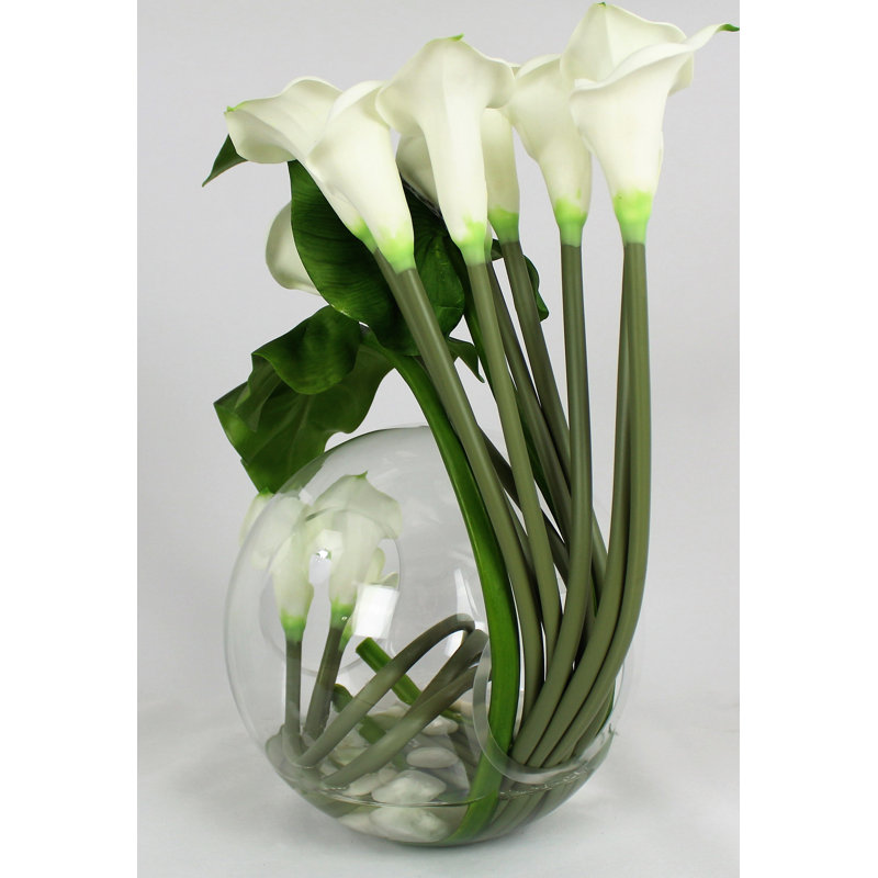 Crosswinds Calla Lilies Centerpiece in Vase, White