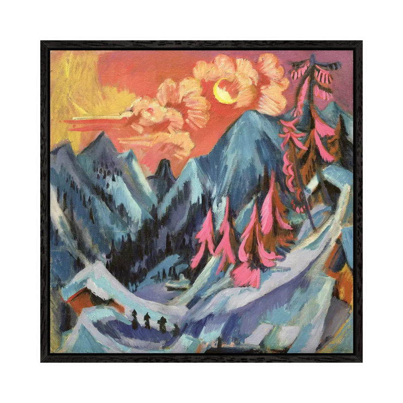 Winter Landscape in Moonlight, 1919 1 Piece Painting on Canvas, 66.04cm H x 66.04cm W x 3.81cm D, Black Framed