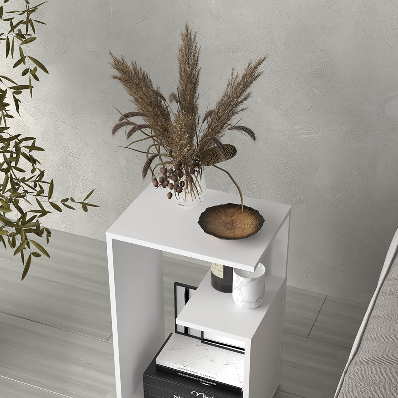Table basse haute, Blanc/naturel