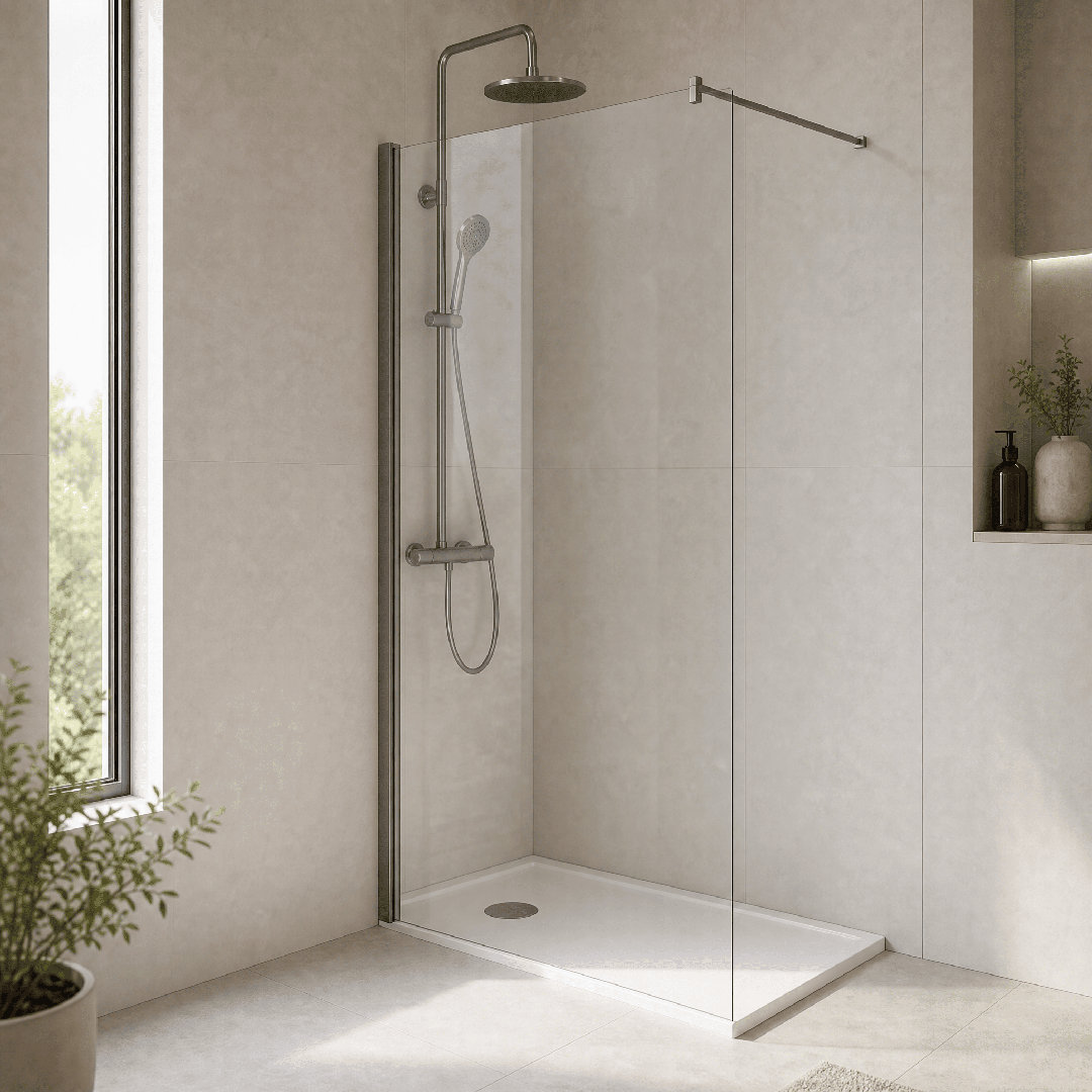 Nuie Brushed Pewter Wetroom Screen 1850 X 1400Mm - Image 3