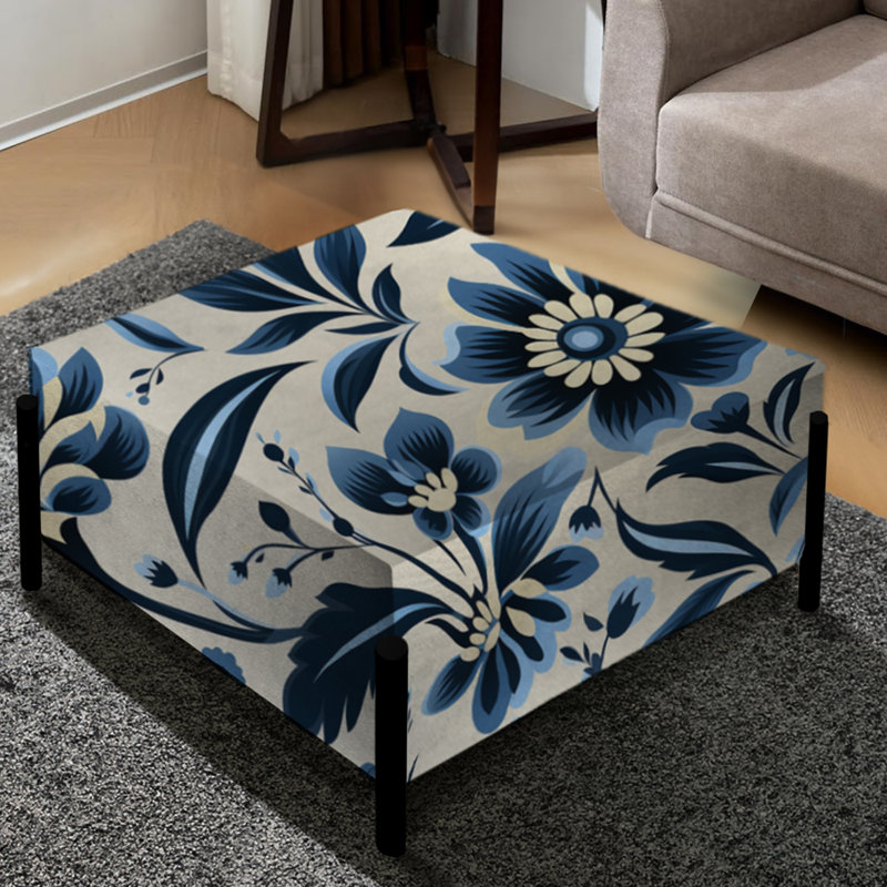 Nordic Damask Peonies Simplicity - Floral Large Square Ottoman