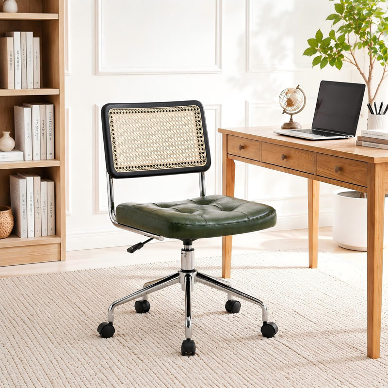 Chaise de bureau pivotante en similicuir Ayris, Vert