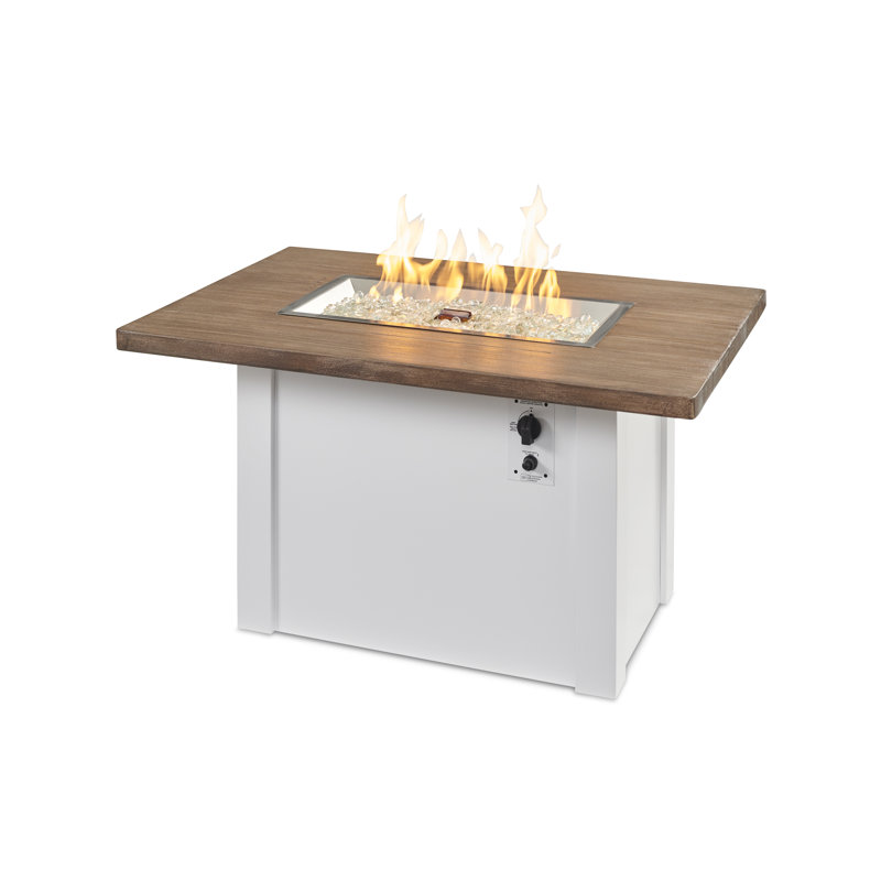 Havenwood Rectangle Smokeless Fire Pit Table with Hidden Fuel Tank, White