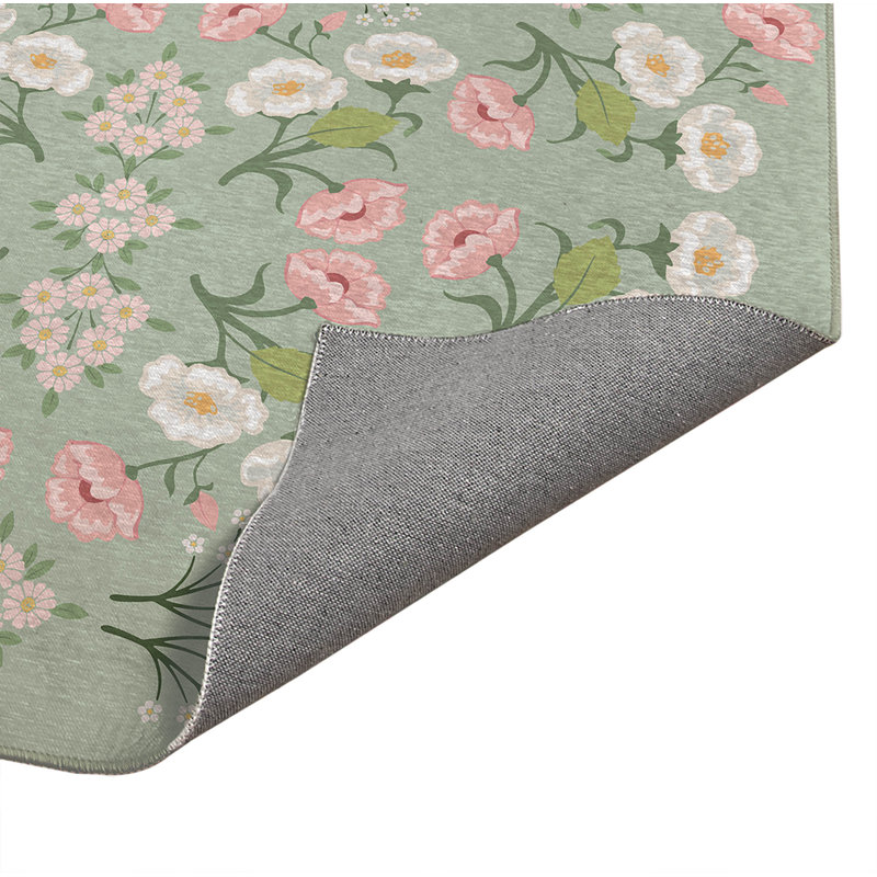 Tapis de cuisine antidérapant May Flowers, Sauge, Rectangle 5 pi x 7 pi