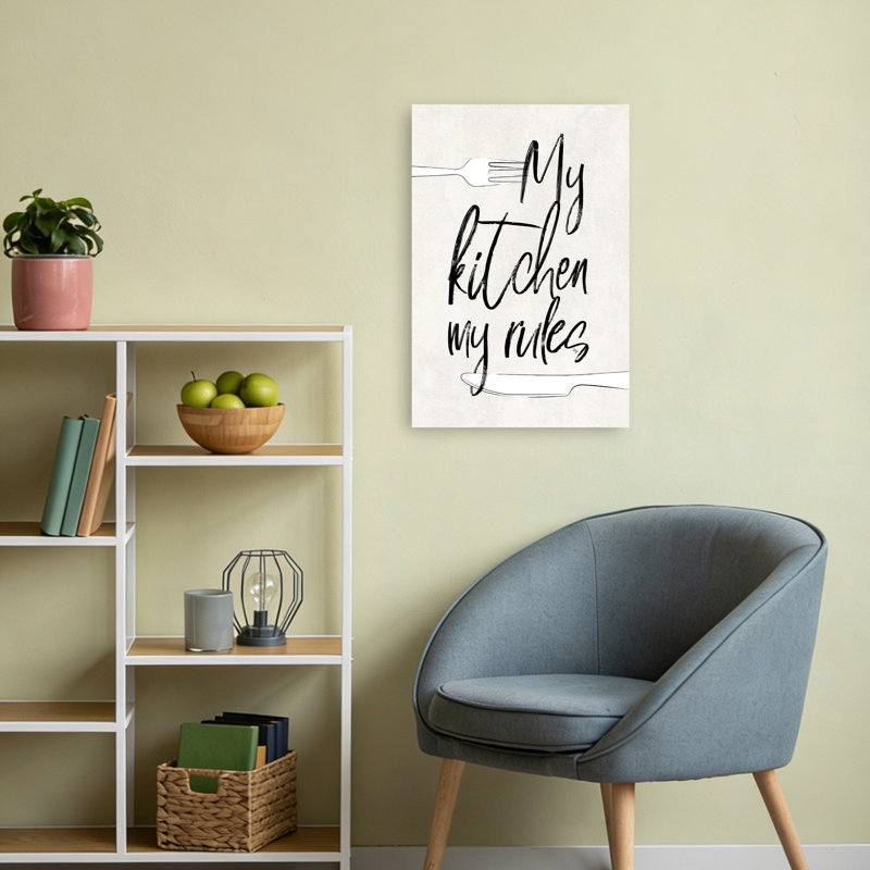 My Kitchen My Rules Abstract Contemporary Minimalist Architecture Landscape Wall Art Print 1 Piece Wrapped Canvas Wall Art