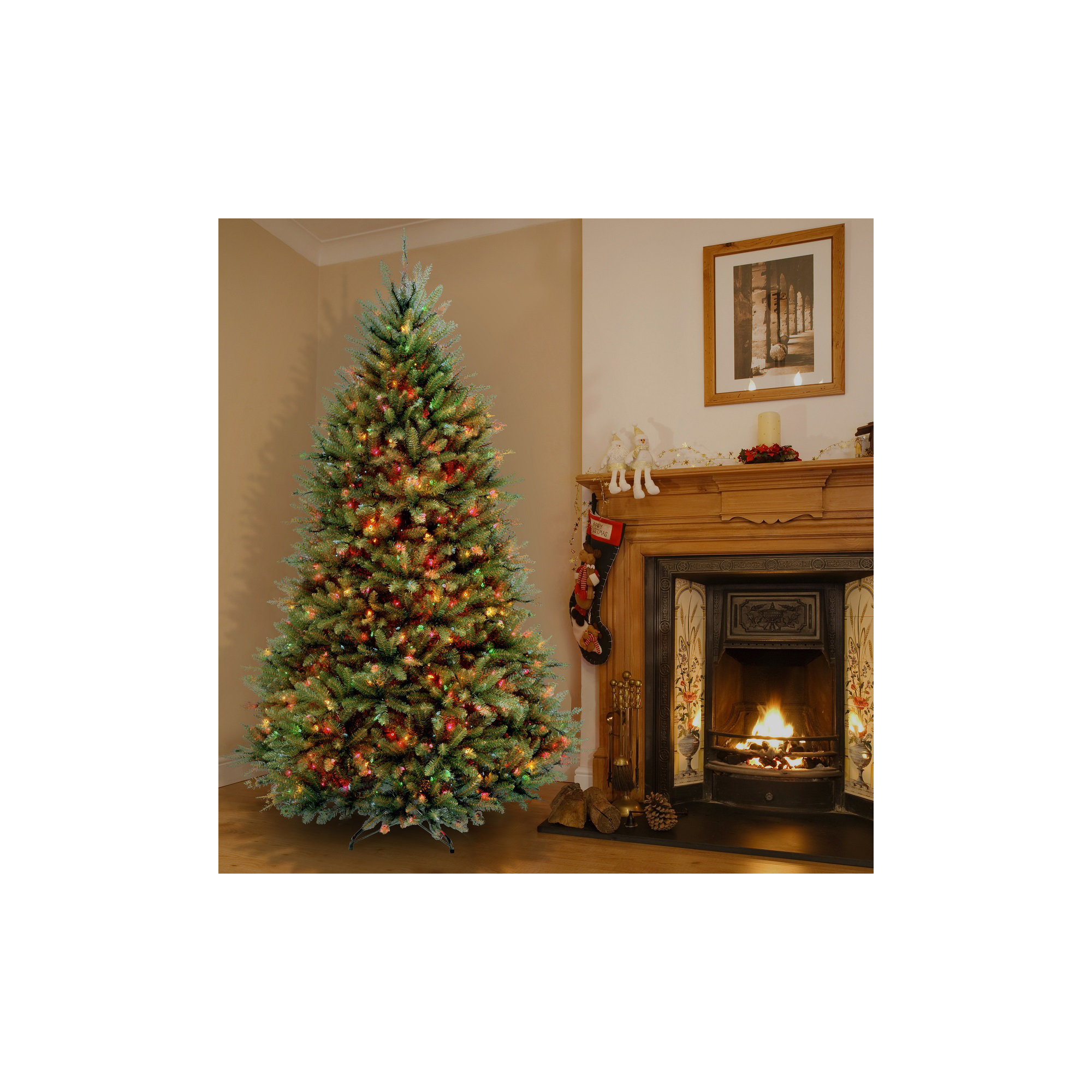 The Holiday Aisle® Dunhill Fir Tree with Multicolor Lights, 6.5'