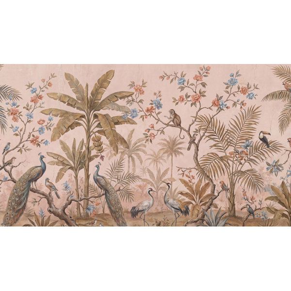 Lark Manor Tropical Birds Wallpaper Vintage Floral Wall Mural - Wayfair ...