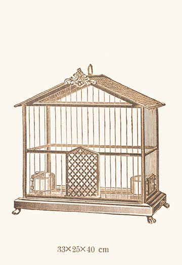 « orné de cages d’oiseaux brunes c », impression