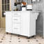 Îlot de cuisine roulant avec rangement Poubelle inclinable, rallonge, armoire coulissante et tiroirs-2098581199
