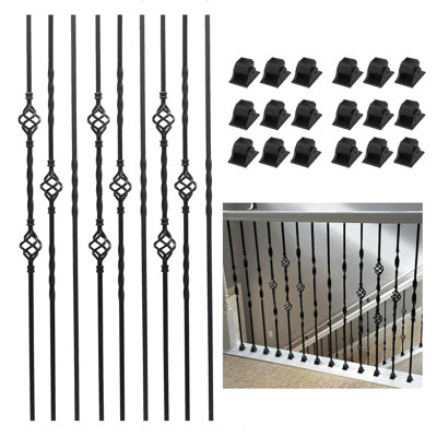 Hollow Double&Single Basket & Double Twist Balusters With Swivel Shoes (Set of 9)