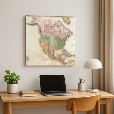 Carte Pinkerton de l'Amérique du Nord de 1818 — Décoration murale carrée en métal